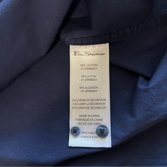 Ben Sherman The Original Stretch Fit Short Sleeve Button Up Blue Brown Shirt XL - Picture 10 of 11